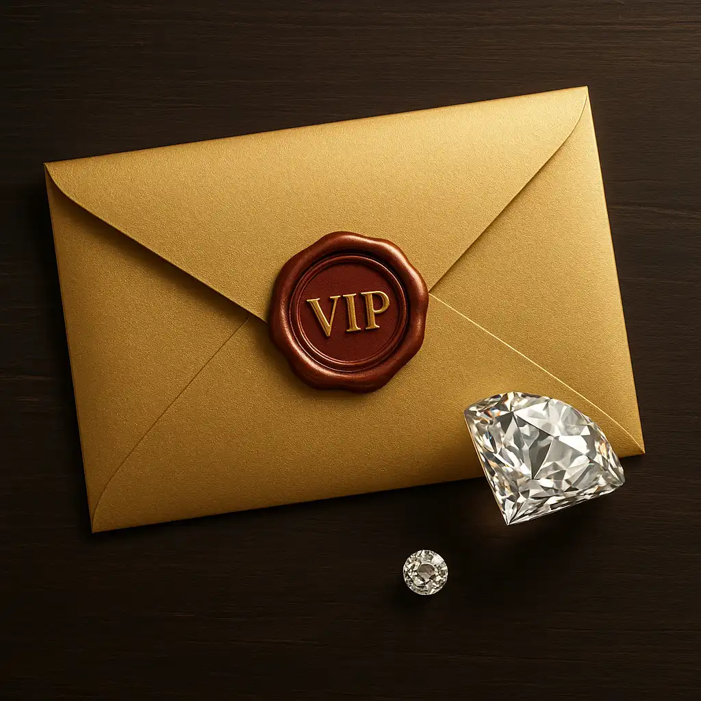 Illustration d'une invitation dorée au club VIP